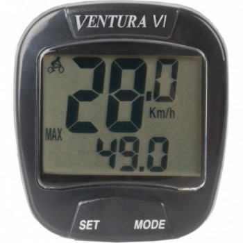 Ventura VI Black Bike Computer, 6 Functions, Splash Resistant - 1