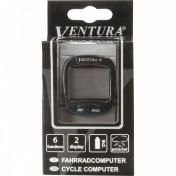 Ventura VI Black Bike Computer, 6 Functions, Splash Resistant - 2