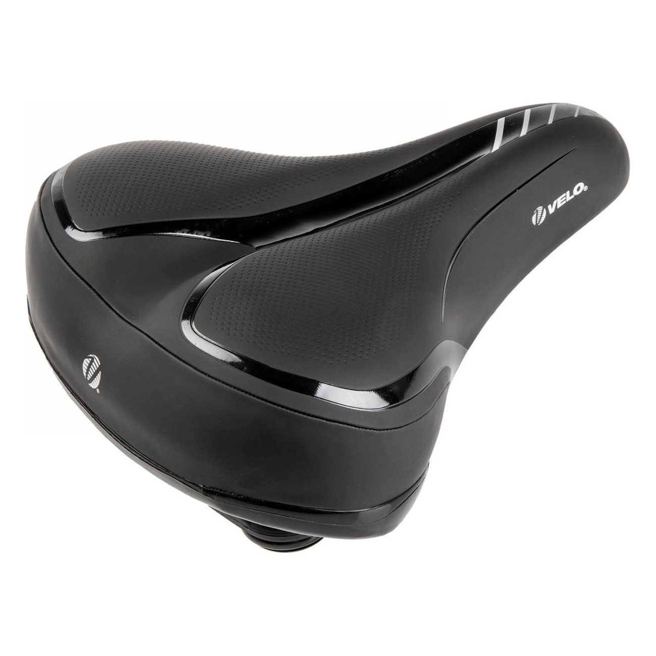 Selle City/Confort Velo Fit Townie XL 263x216 mm Noir/Argent avec Mousse Confort et Suspensions Elastomère - 1