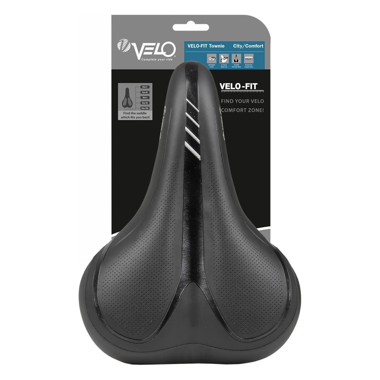 Selle City/Confort Velo Fit Townie XL 263x216 mm Noir/Argent avec Mousse Confort et Suspensions Elastomère - 4