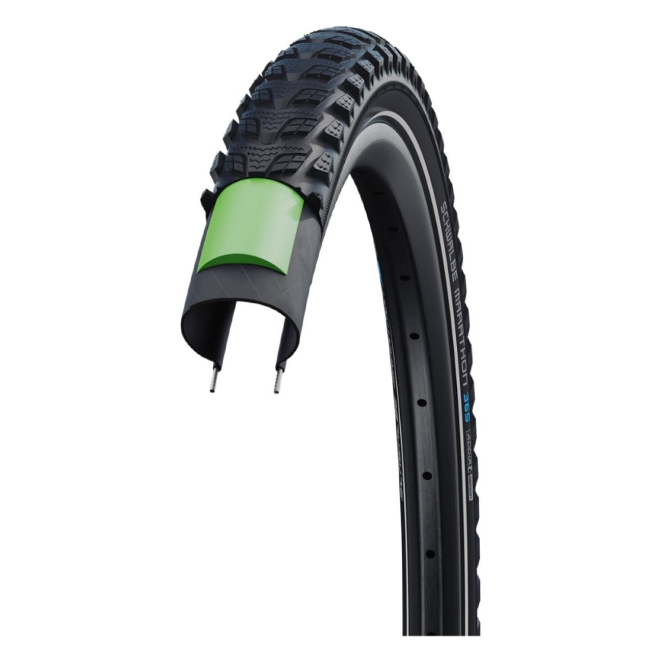 Pneu 28' Marathon 365 Greenguard Rigide Noir Reflex - Antipuncture et Adhérence - 1