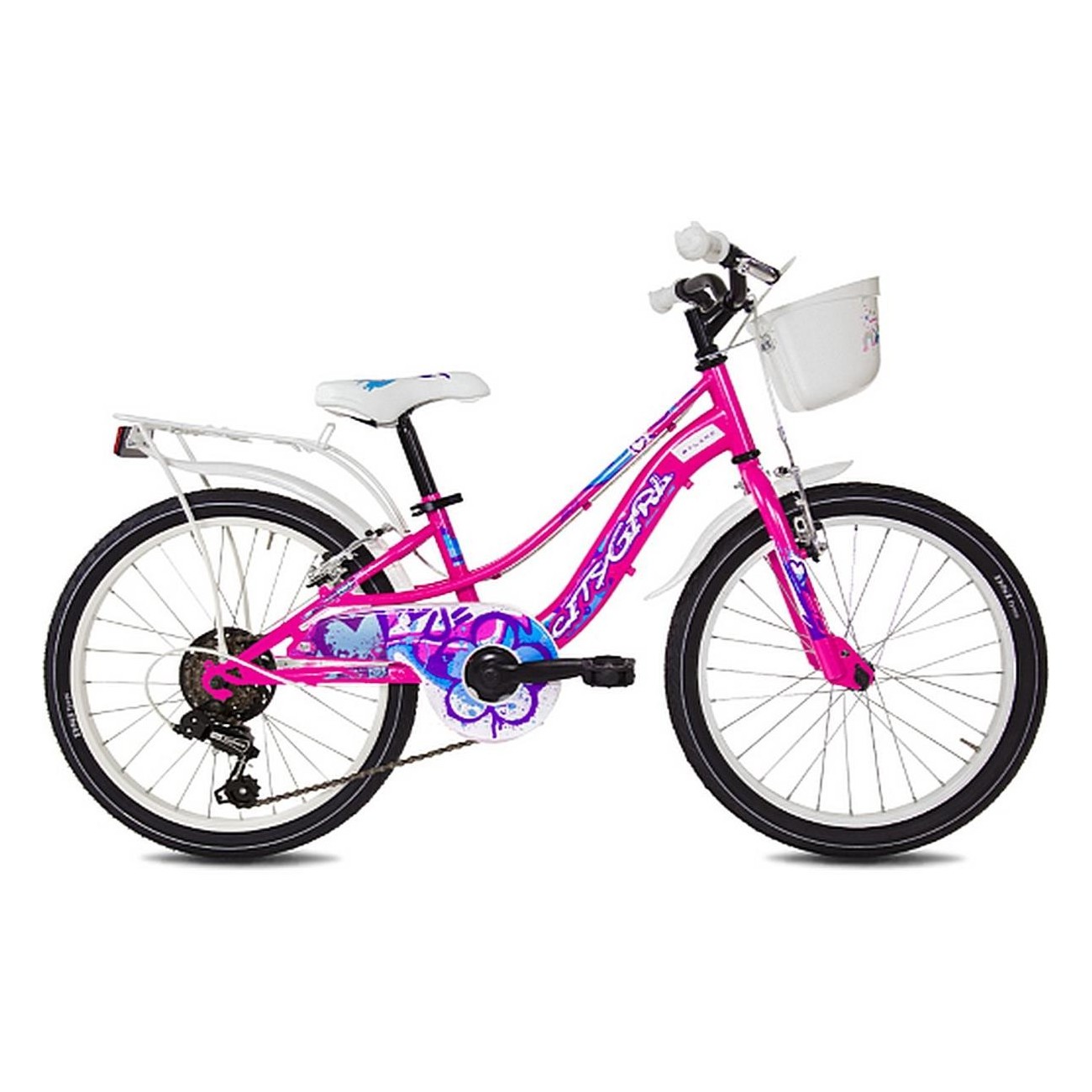 Vélo City Fille 20 Kid Fuchsia avec Shimano 6V et Freins V-Brake - 1