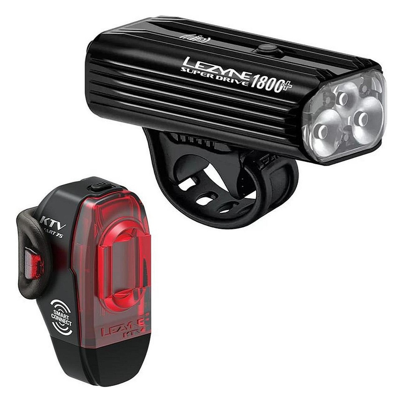 Kit Luci Bicicletta Super Drive 1800+ Smart Loaded con Luce Anteriore e Posteriore KTV Pro Nero - 2 - Luci - 4710582552540