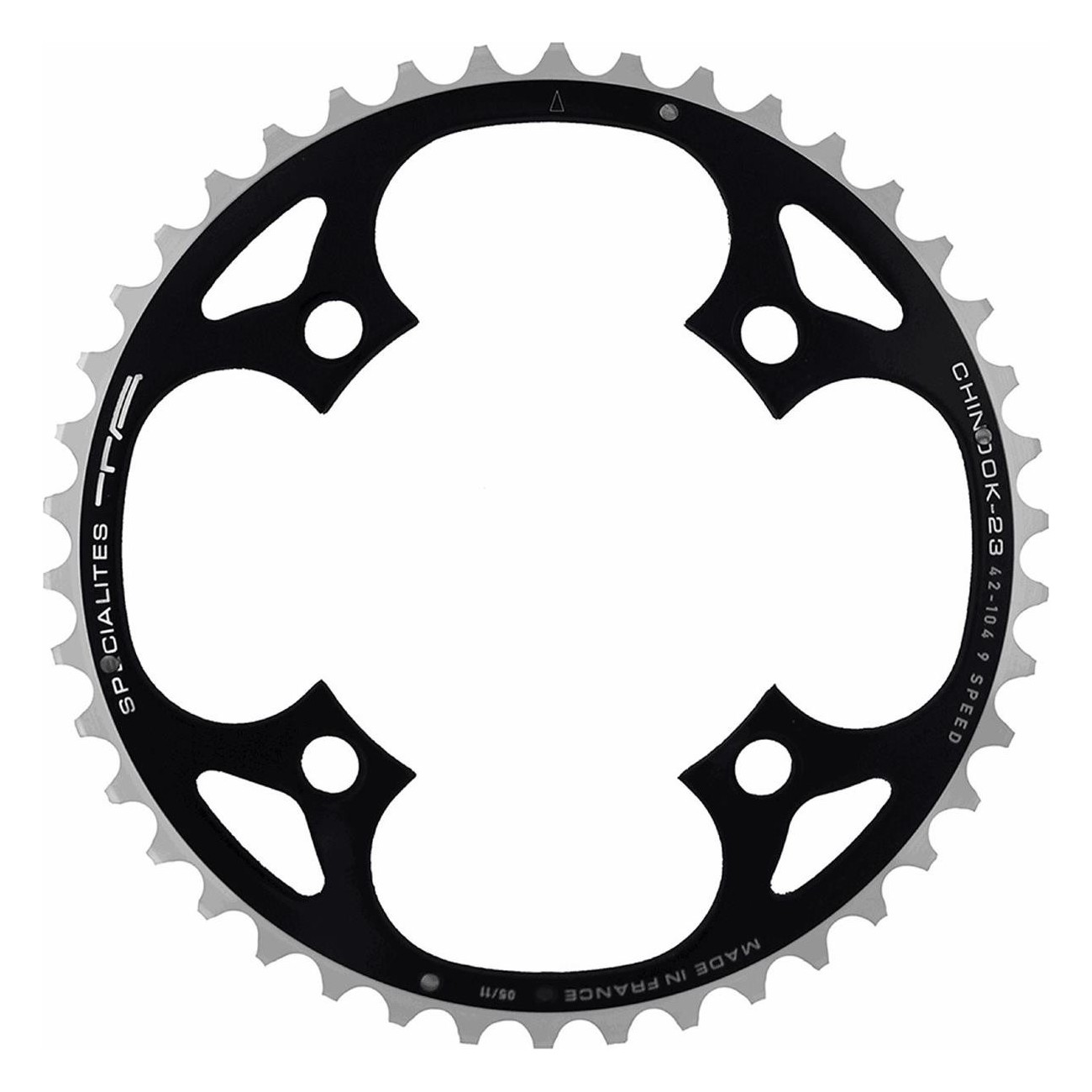 Single Chainring 9V 22 Teeth Black BCD 58mm for T.A. Cranks - 1