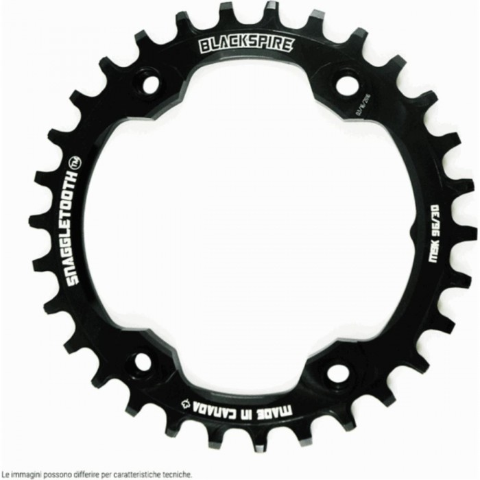 Snaggletooth MTB Chainring 30T 96mm BCD for Shimano XT 8000, Black - 1