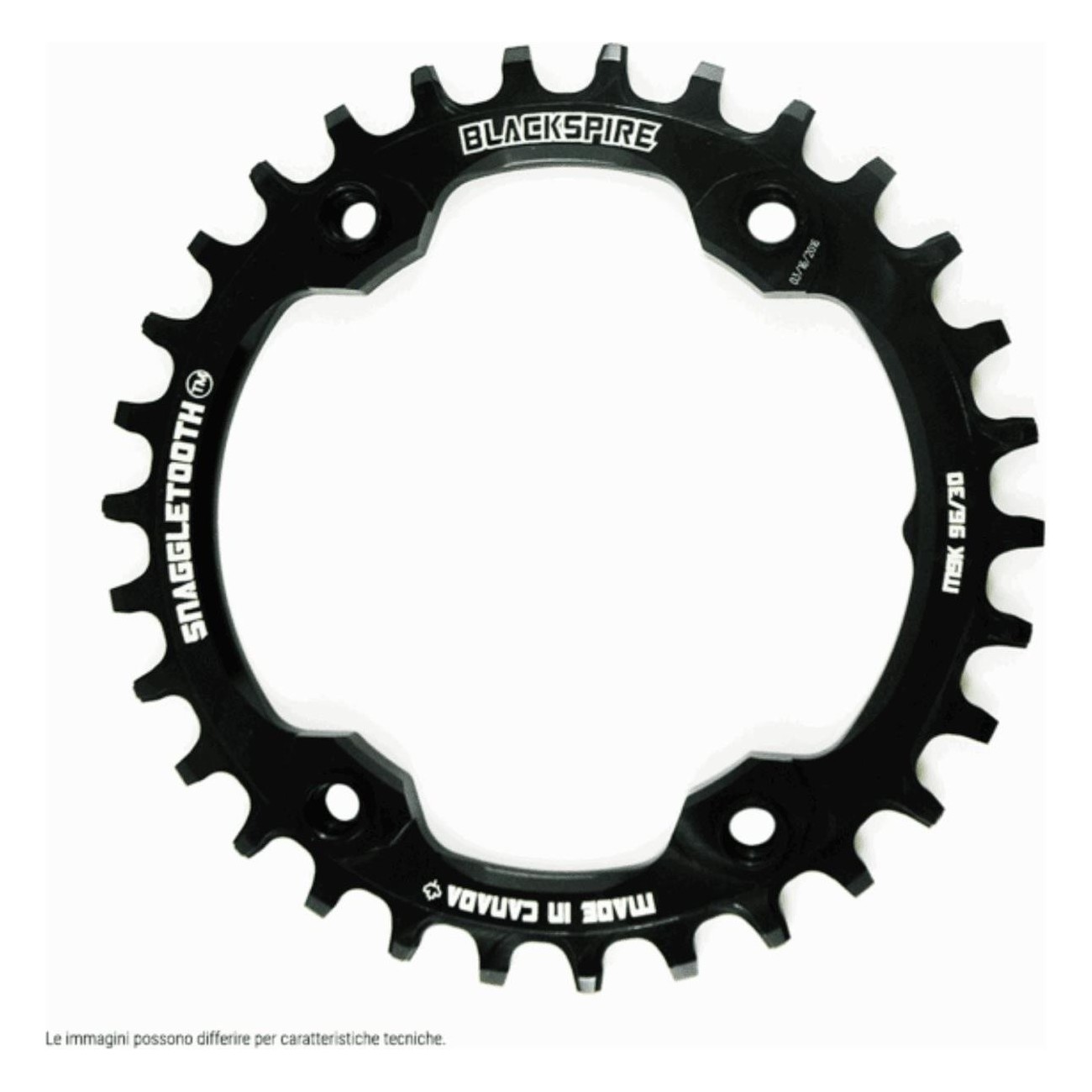 Snaggletooth MTB Chainring 30T 96mm BCD for Shimano XT 8000, Black - 1