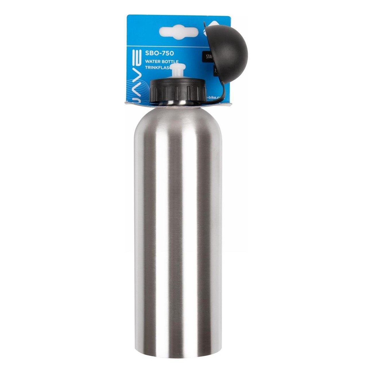 Borraccia in Acciaio Inox 750ml Argento con Tappo M-WAVE SBO 750, Chiusura a Scatto e Senza BPA - 2 - Borracce - 0698238511773