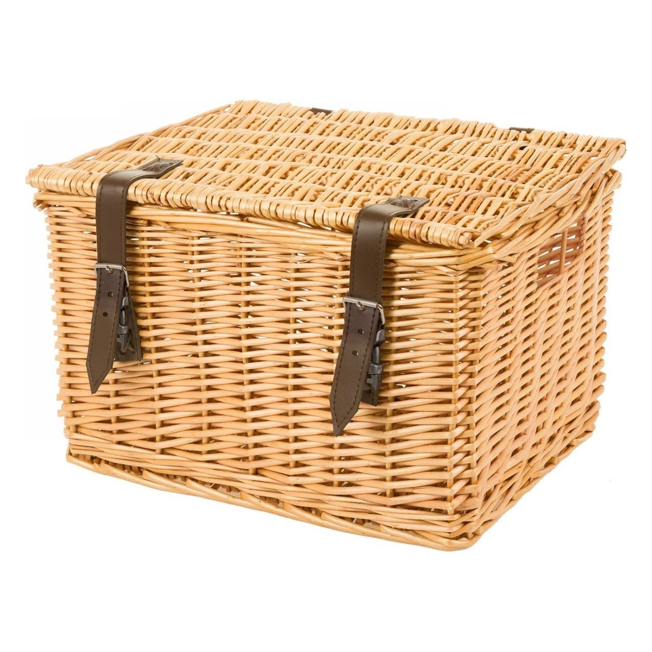 M-Wave Universal Wicker Luggage Basket 40x33x25.5 cm Brown, Handmade with Lid - 1