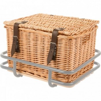 Universeller Gepäckkorb aus echtem Rattan M-Wave 40x33x25,5 cm braun, handgefertigt mit Deckel - 2