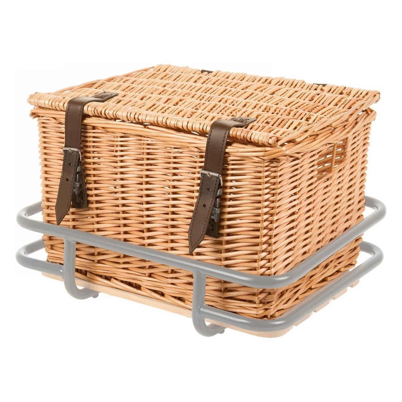 Universeller Gepäckkorb aus echtem Rattan M-Wave 40x33x25,5 cm braun, handgefertigt mit Deckel - 2