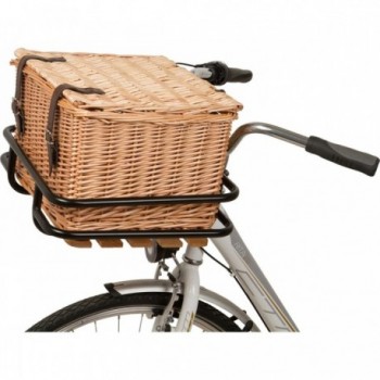 Panier de vélo universel en osier véritable M-Wave 40x33x25,5 cm marron - 3