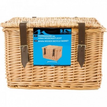 M-Wave Universal Wicker Luggage Basket 40x33x25.5 cm Brown, Handmade with Lid - 4