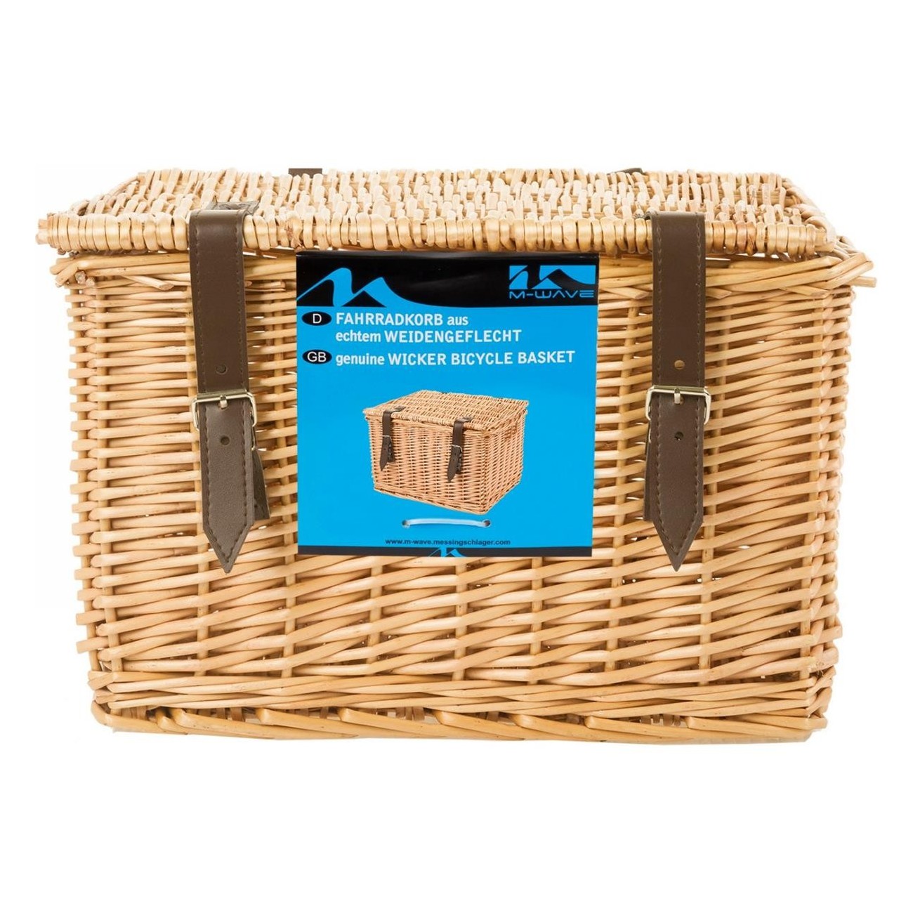 M-Wave Universal Wicker Luggage Basket 40x33x25.5 cm Brown, Handmade with Lid - 4