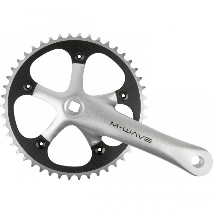 M-Wave Crankset 1 Speed 165mm 46T JIS Silver/Black for Square Bottom Bracket - 1