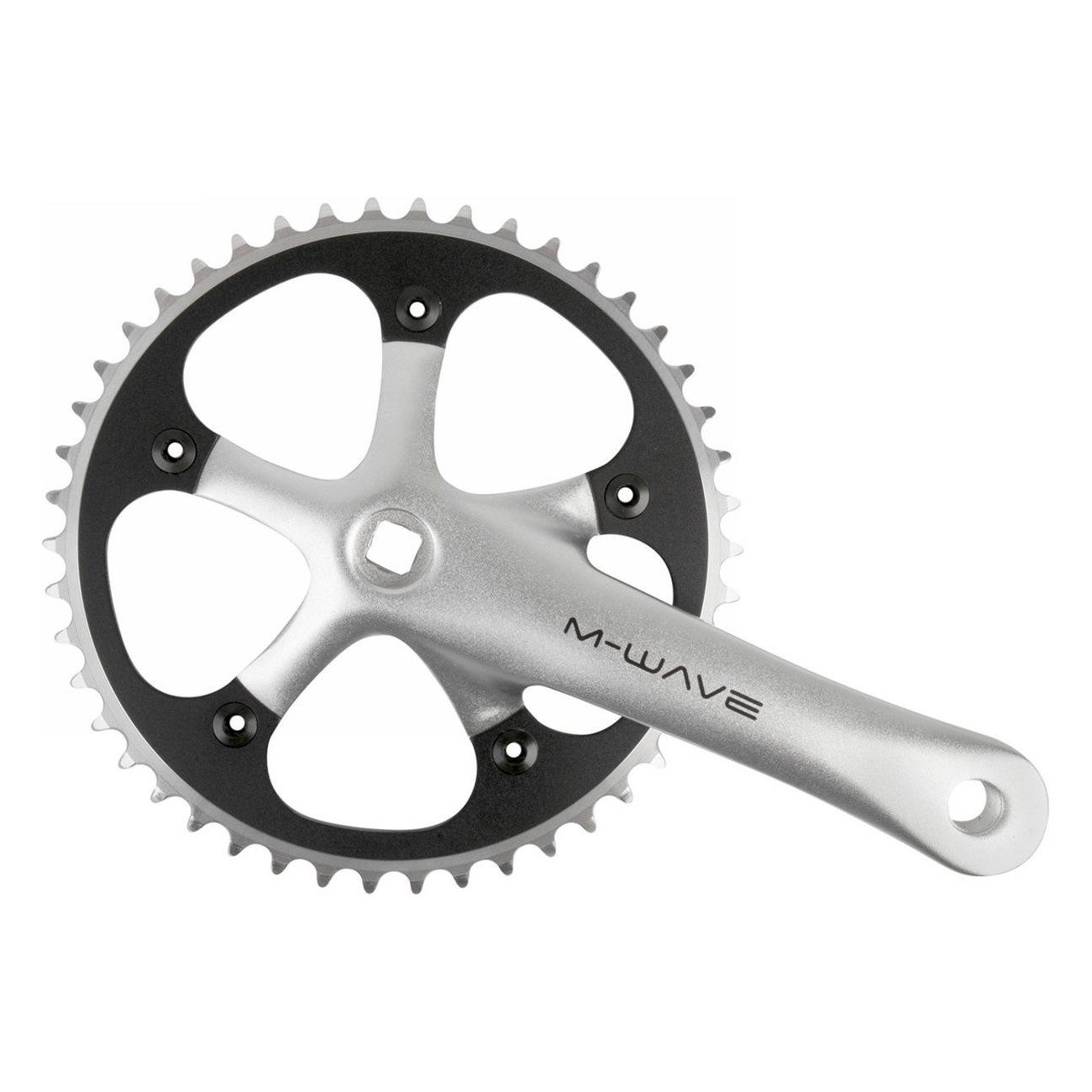 M-Wave Crankset 1 Speed 165mm 46T JIS Silver/Black for Square Bottom Bracket - 1