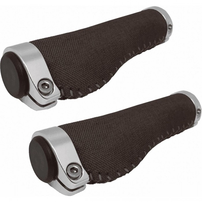 Brown Ergonomic Grips 127mm with Aluminum Collar for Bicycle - 1