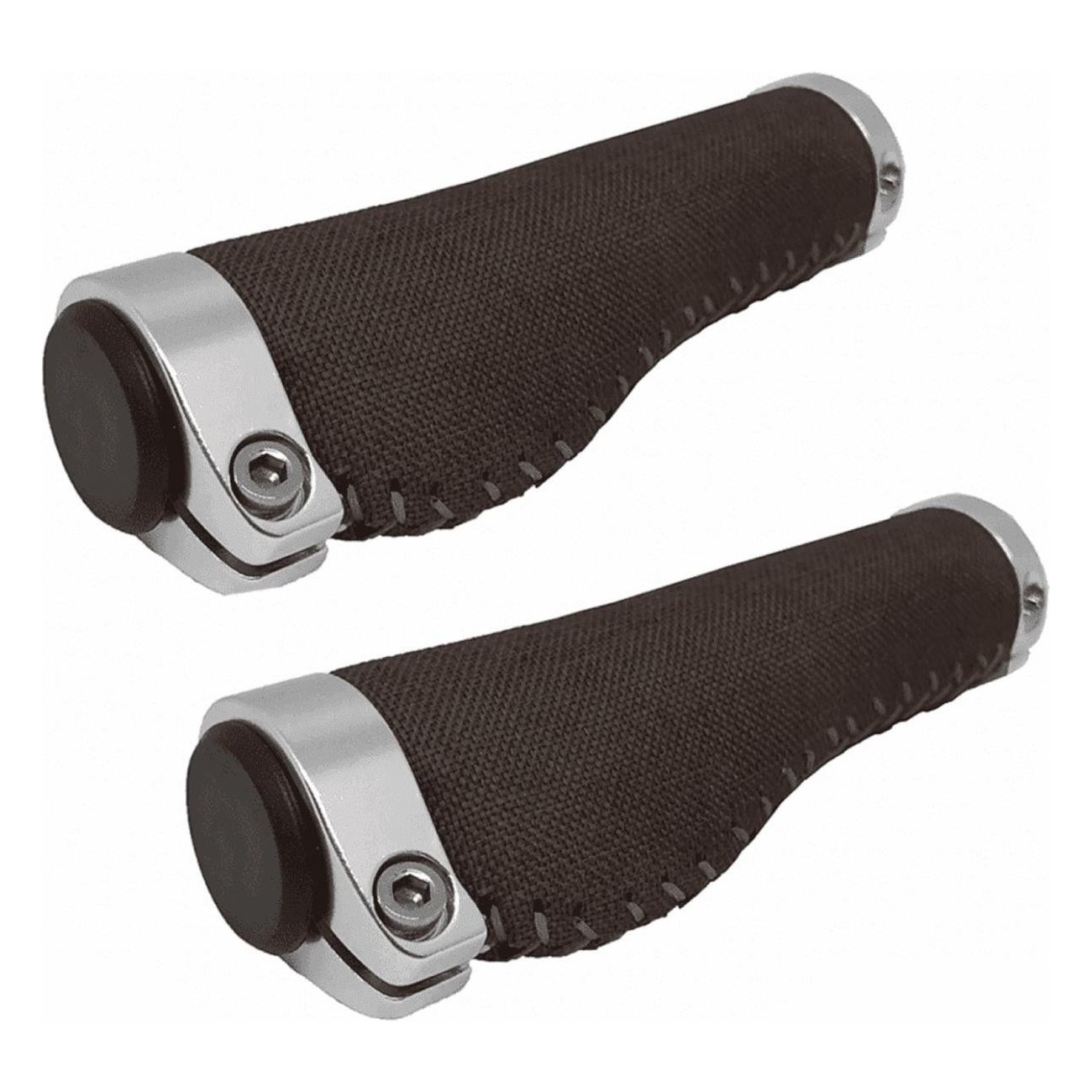 Brown Ergonomic Grips 127mm with Aluminum Collar for Bicycle - 1