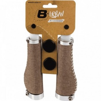 Poignées Ergonomiques Marron 127mm avec Collier en Aluminium pour Vélo - 2