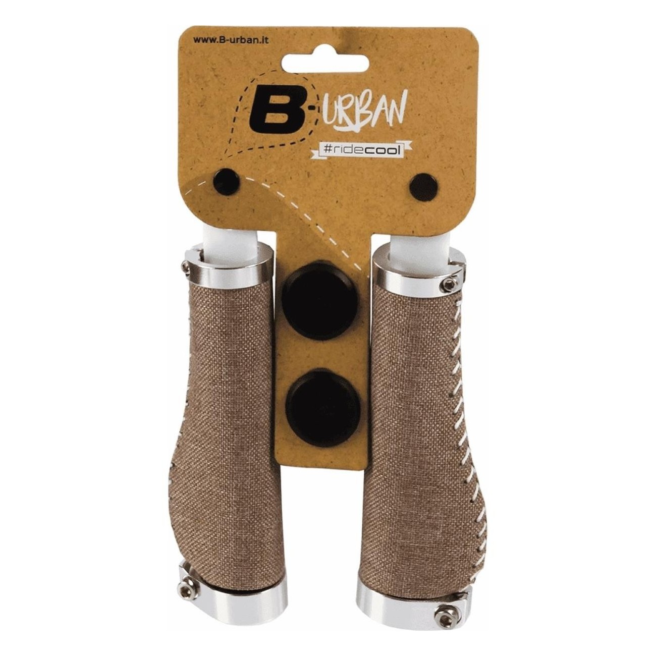 Brown Ergonomic Grips 127mm with Aluminum Collar for Bicycle - 2