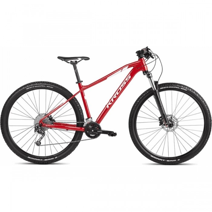 Mountain Bike KROSS Level 3.0 Uomo 29' Rosso/Bianco, Taglia S, Telaio in Alluminio Lite, Forcella SR SUNTOUR XCM RL, Trasmission