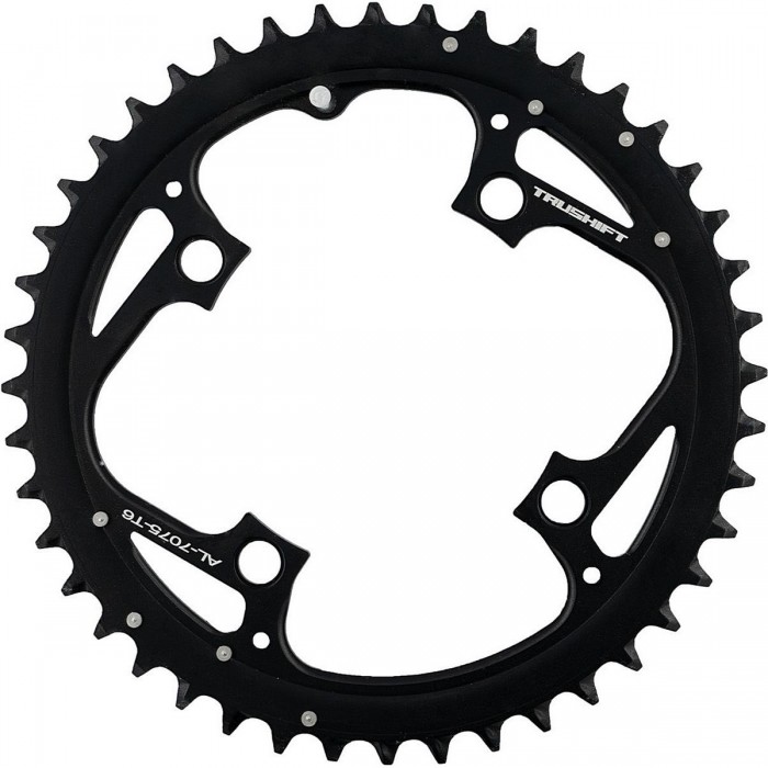 MTB Chainring 44T CNC Aluminum Matte Black - Compatible 9/10 Speed, BCD 104 mm - 1