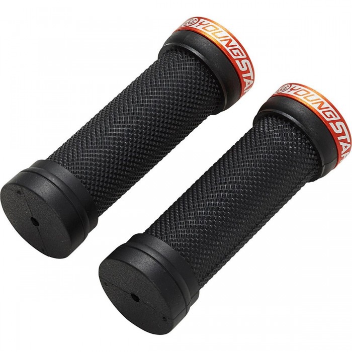 Puños Reverse Griff Youngstar Lock-On Ø28mm x 98mm Negro-Naranja para MTB - 1