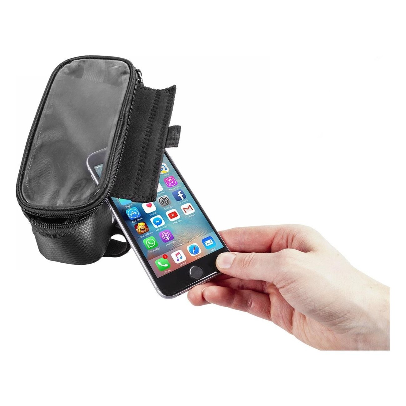 Borsa Telaio Smartphone M-Wave Rotterdam Top XL Nera Impermeabile con Fissaggio a Strappo e Finestra Touch - 3 - Borse e baulett