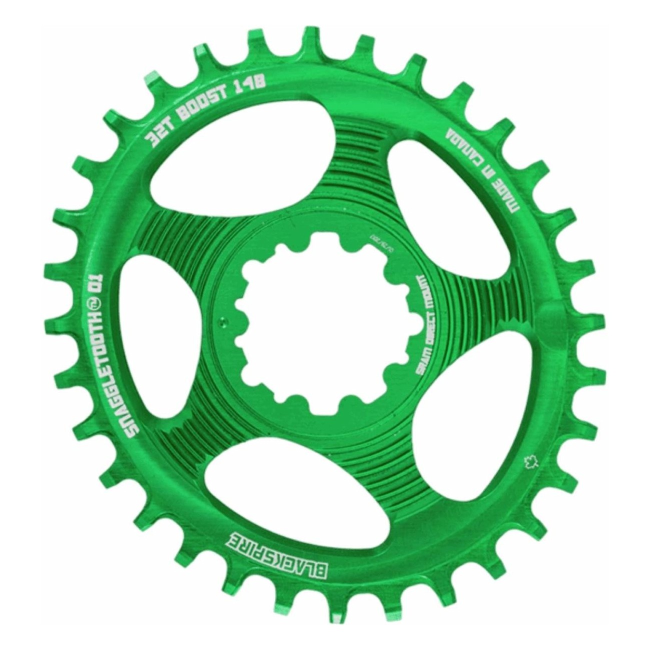 30T Snaggletooth Oval Chainring Direct Mount Sram Boost Green MTB - 1