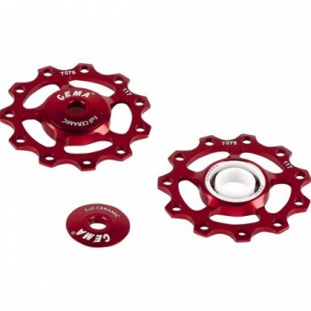 Red Ceramic Pulley for 9/10/11 Speed Derailleurs - Compatible with Shimano & SRAM - 2