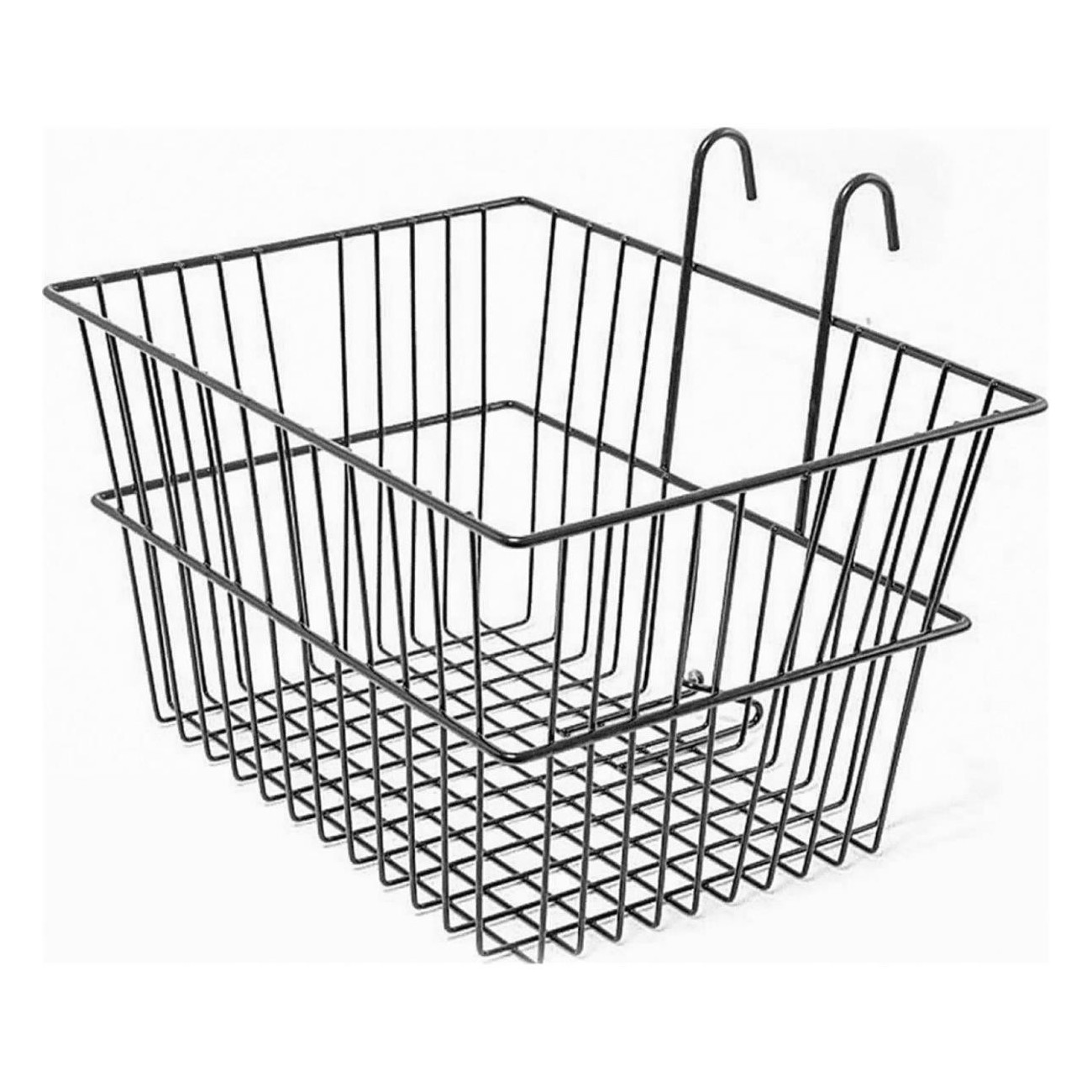 Cesta Delantera Suecia Negra de Hierro Plastificado 40x30x23 cm para Bicicleta - 1