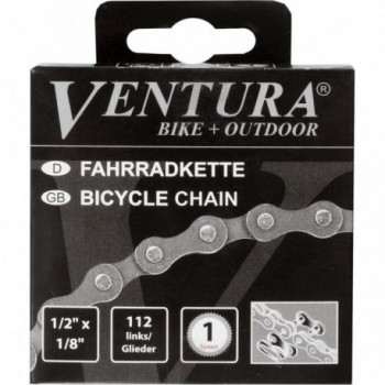 Catena Bici Ventura Singlespeed 1/2x1/8, 112 Maglie, Grigio, per Trasmissione Essenziale - 2 - Catena - 0698238400664