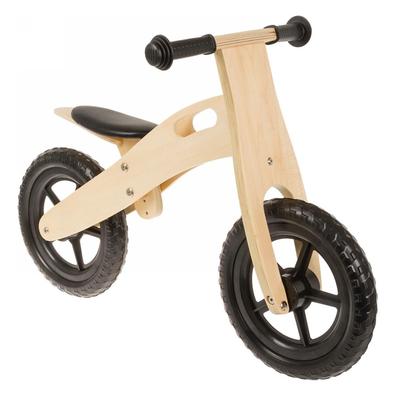 12-Inch Wooden Balance Bike for Kids - Black, Sturdy Frame & Adjustable Seat - 1