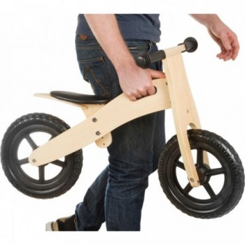 12-Inch Wooden Balance Bike for Kids - Black, Sturdy Frame & Adjustable Seat - 2