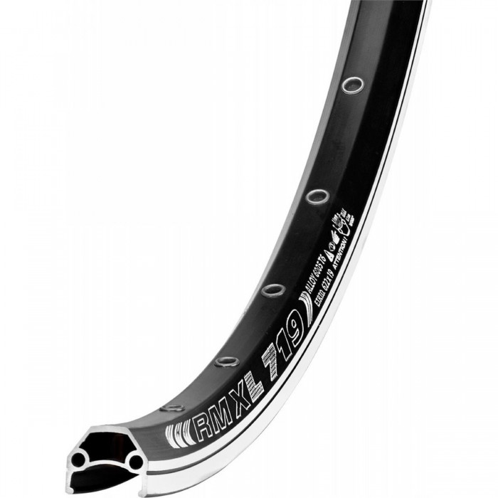 Dragon L-719 28' Anodized Black Alloy Rim, 36 Holes with GBS and Eyelets - 1