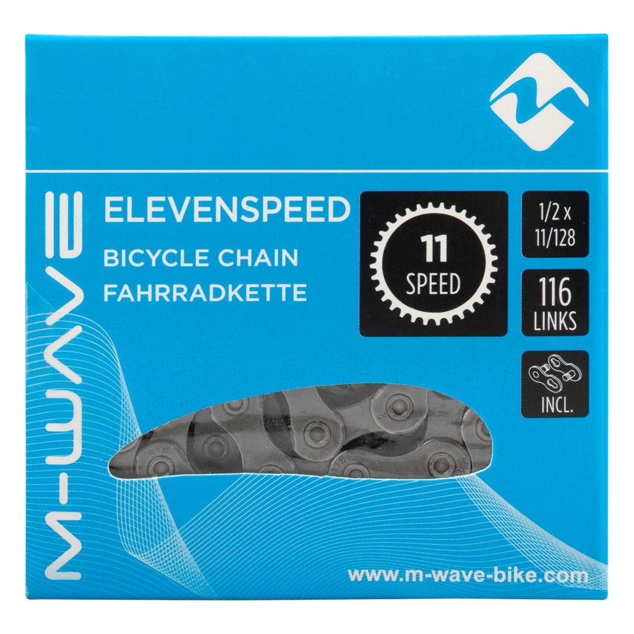 M-Wave Fahrradkette 11 Gang 116 Glieder Grau Kompatibel mit Shimano, SRAM, Campagnolo - 2