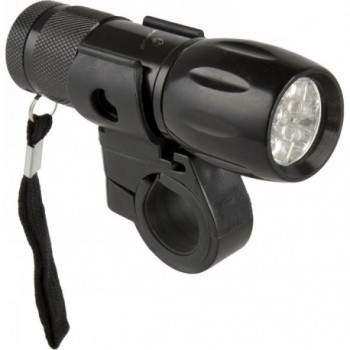 M-WAVE 9 LED Akku-Frontlampe aus schwarzem Aluminium mit Clip-Halterung - 1