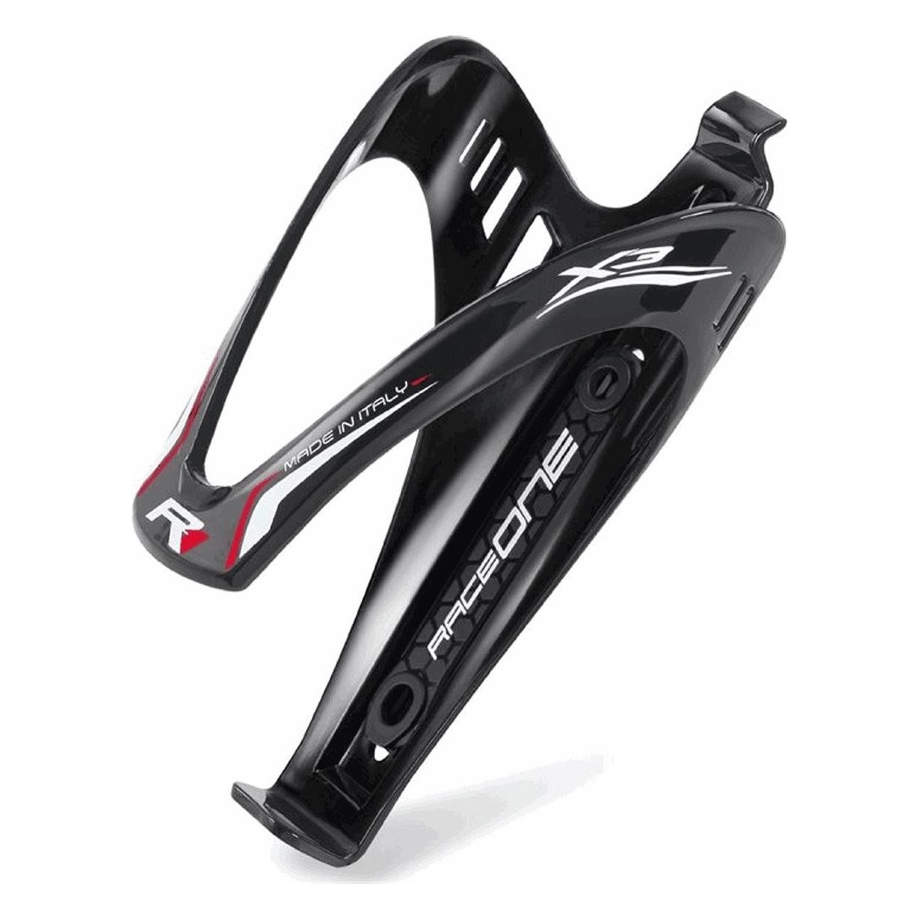 RaceOne X3 Glossy Black Polycarbonate Bottle Cage, 30g - 1