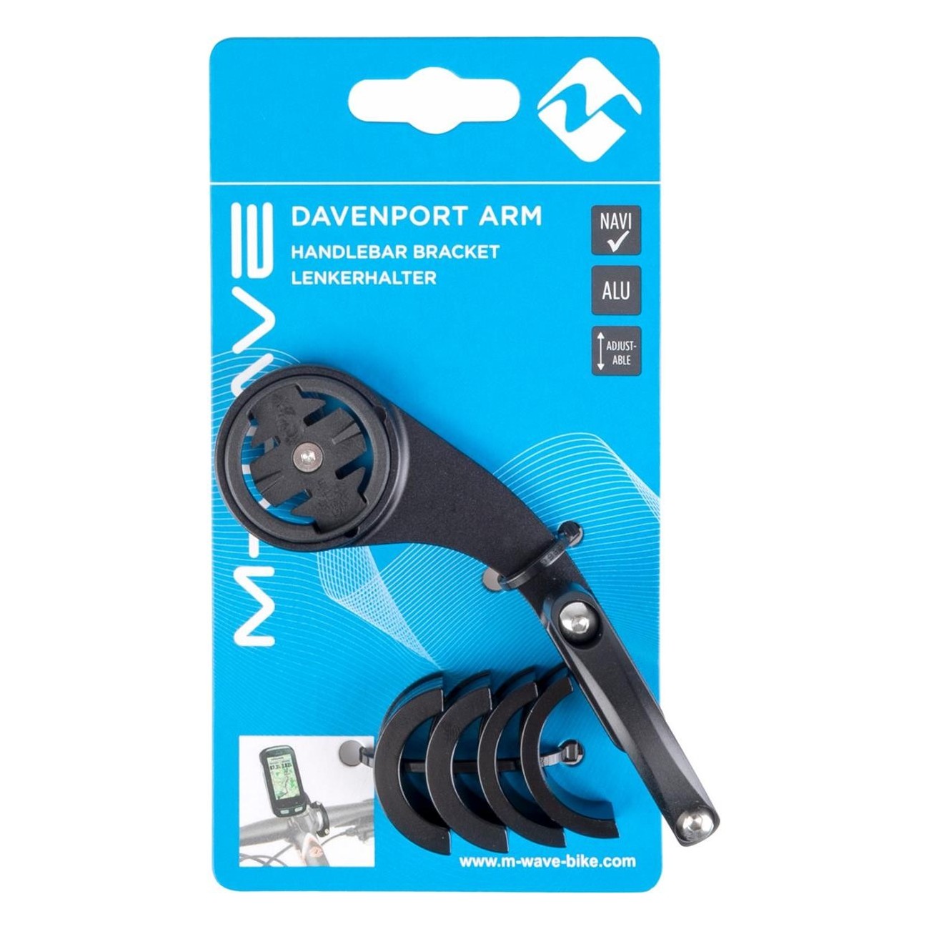 Supporto Manubrio M-Wave in Alluminio Nero per Garmin Edge e Forerunner, Diametro 22,2-31,8 mm - 6 - Supporti e adattatori - 088