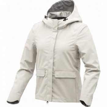 White Women's Urban Cycling Jacket with Hood - Size M, A-Shape Design - 1