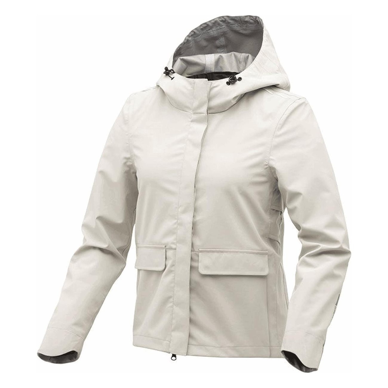 White Women's Urban Cycling Jacket with Hood - Size M, A-Shape Design - 1