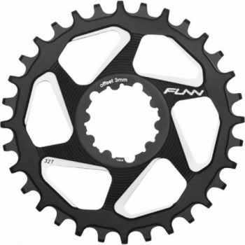 32T Black 7075 Aluminum CNC Chainring for SRAM 9-12V, 3mm Offset, Narrow Wide FUNN - 1