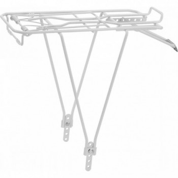 Portapacchi Bici Posteriore Ajustable de Hierro Blanco para Ruedas 24-28'' - 1