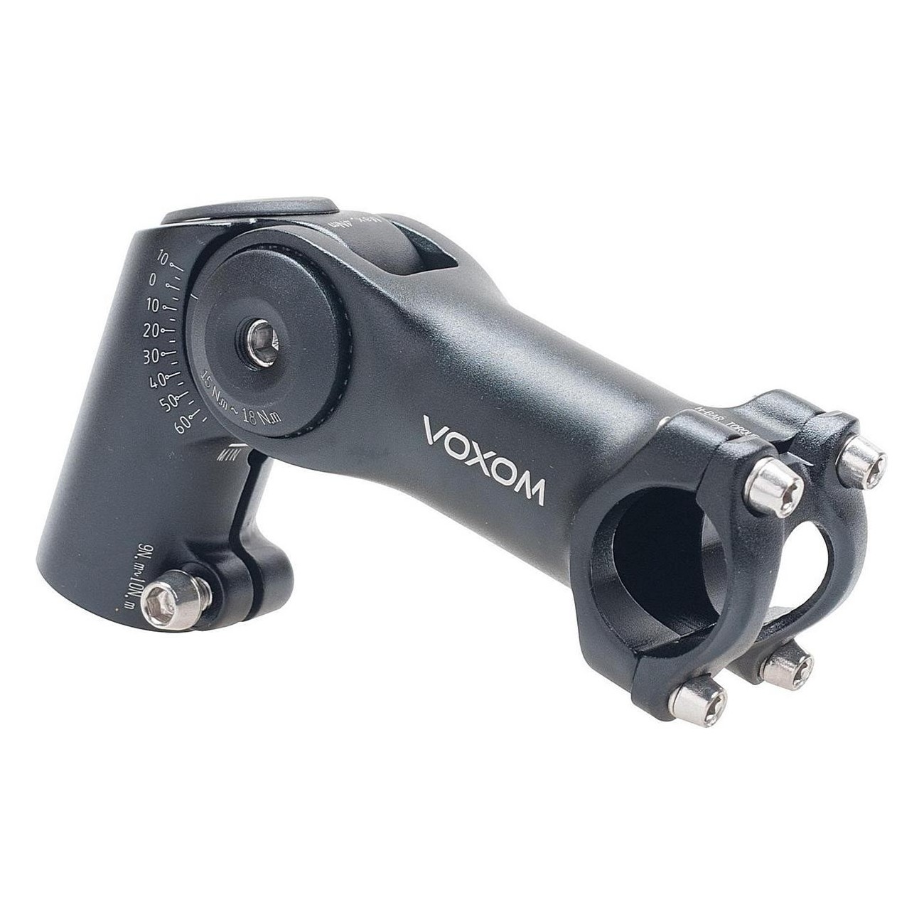 Attacco Manubrio Voxom VB3 100mm, Compatibile con Diametro 25,4 mm e 31,8 mm, Regolabile da -10° a +65°, Colore Nero, in Allumin