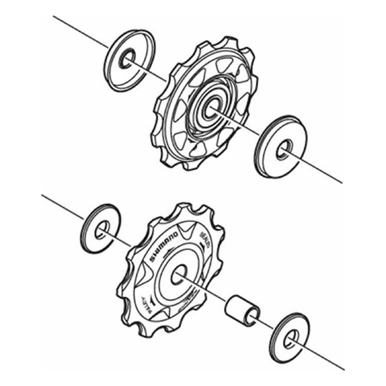 Shimano XTR M970 Black Rear Derailleur Pulley Pair MTB - 1