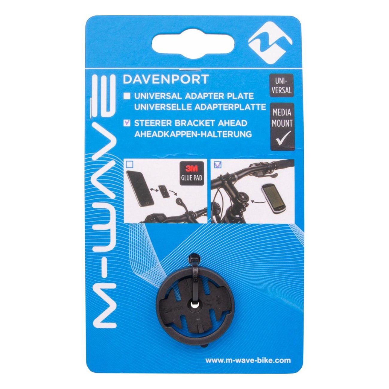 Soporte de manillar Davenport Ahead Negro para Garmin 1-1/8'' - 3