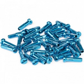 Set of 40 Blue Aluminum Nipples for 14g (2mm) Spokes - High Quality - 1