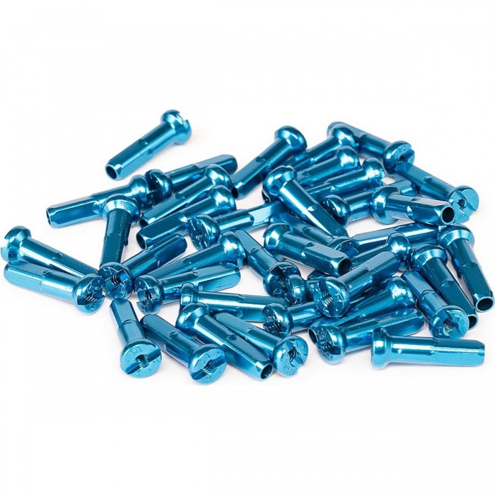 Set of 40 Blue Aluminum Nipples for 14g (2mm) Spokes - High Quality - 1