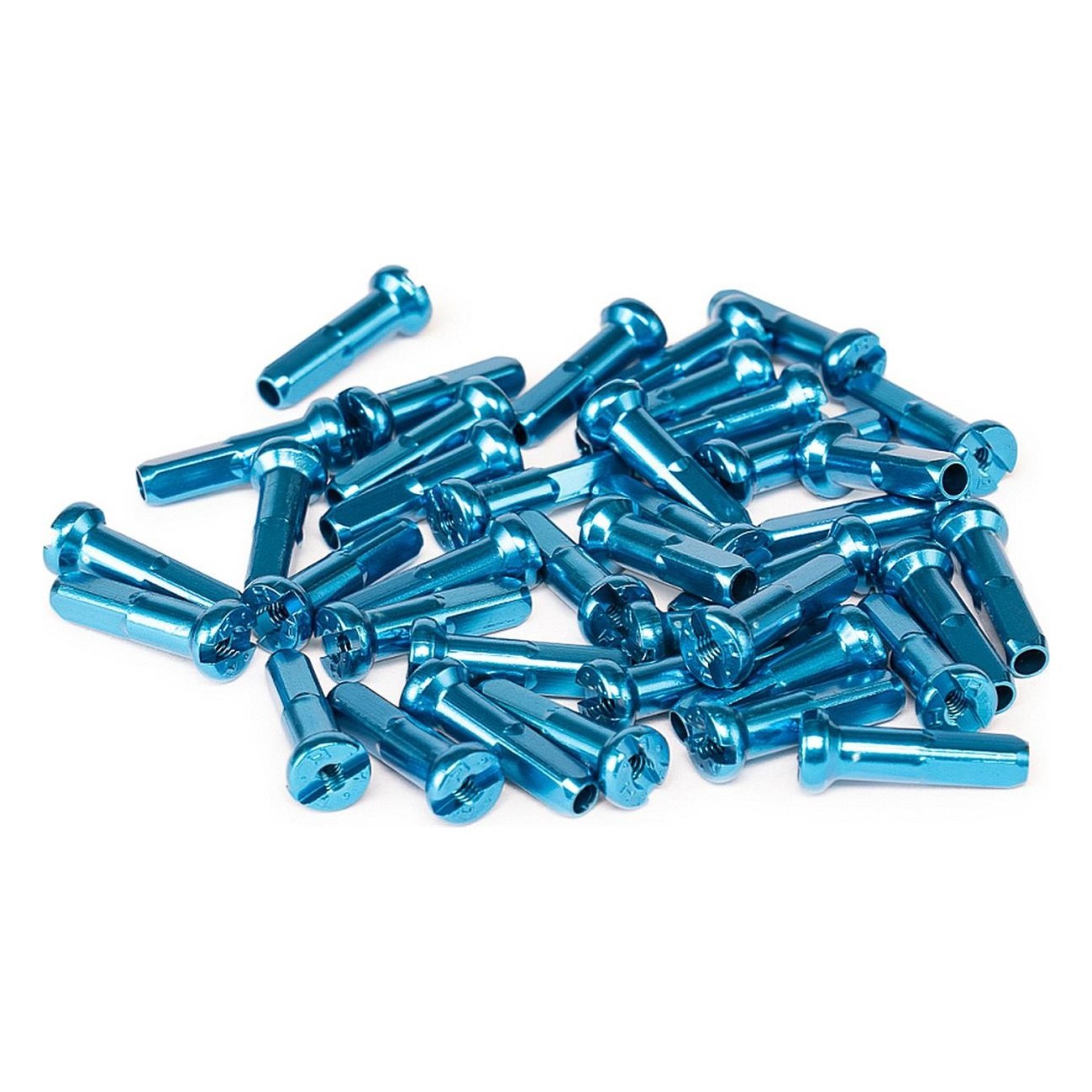 Set of 40 Blue Aluminum Nipples for 14g (2mm) Spokes - High Quality - 1