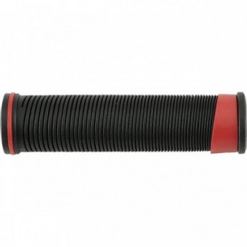 Poignées VTT 128mm en Caoutchouc Souple Noir/Rouge - MVTE K - 1