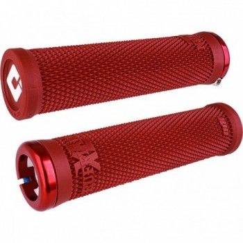 Odi Grips Ruffian XL V2.1 Lock-On Rot mit roten Klemmen 135mm für BMX und MTB - 1